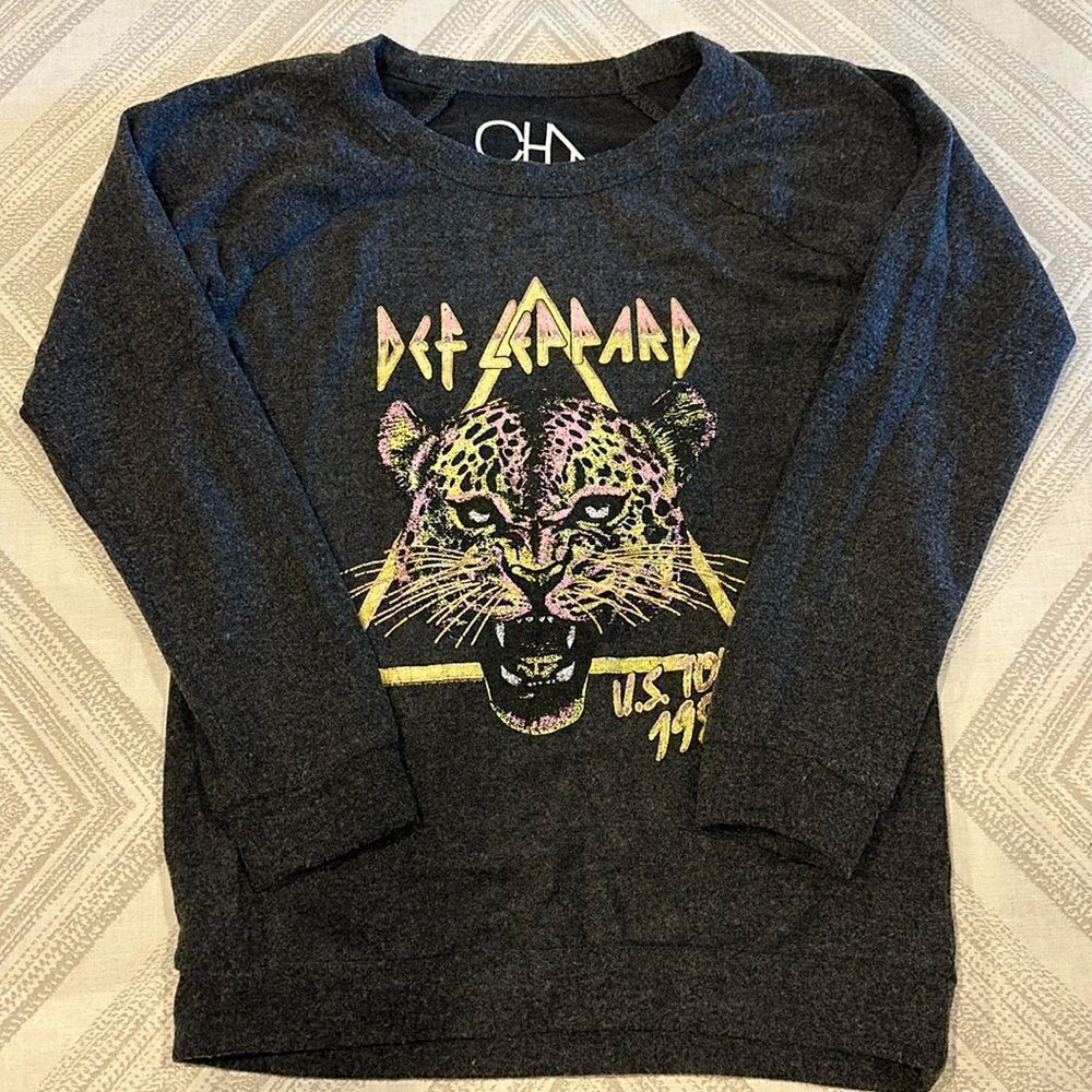 Chaser Girls Def Leppard 1983 US Tour Grey Sweatshirt - Size 8